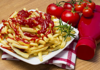 Chips with ketchup.