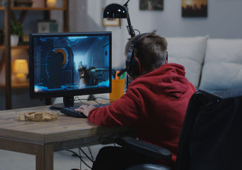 A child plays a video game.