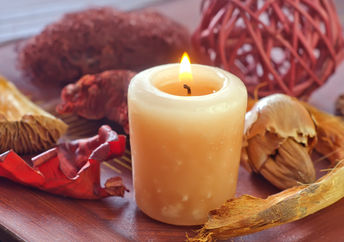Beautiful and welcoming potpourri and candle.