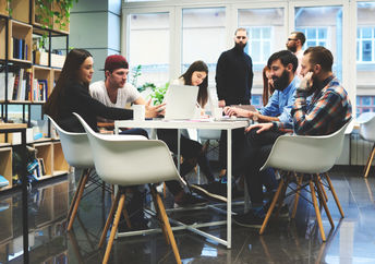 Group of people discussing.