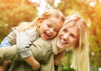 Mother and child embrace