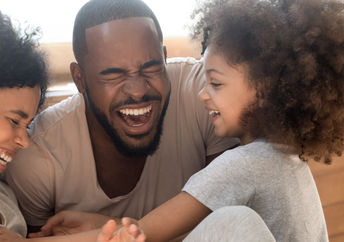 happy family laughing