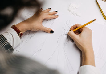 Work process of a fashion designer.