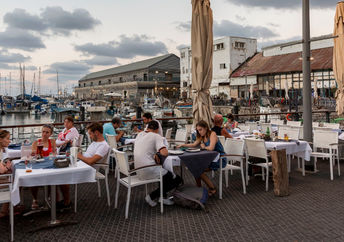 Cafes at the Tel Aviv port.