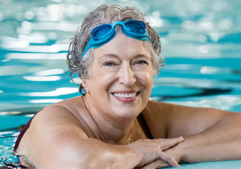 A senior enjoying her swim workout.