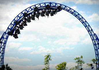 Enjoying a roller coaster.