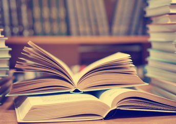 Books in the library.