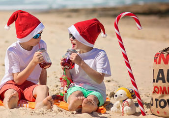 Celebrating Christmas at the beach in Australia.