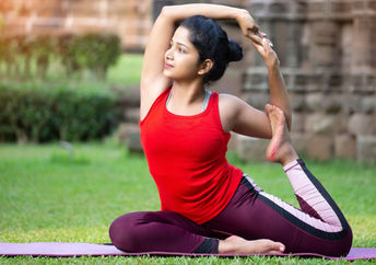 Yoga while the sun sets.