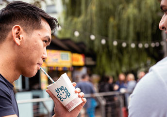 The new foldable coffee cup eliminates plastic lids.