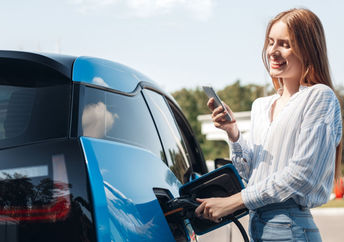 Charging an electric car.