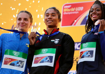 Medal winners for a 400 meter race.