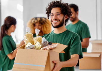 Volunteers at an emergency assistance program.