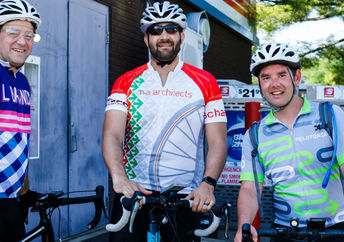 Cyclists on a completed portion to the Rail Trail.