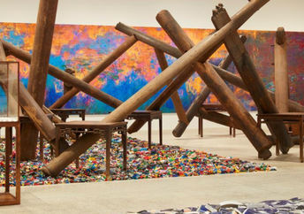 Woman viewing Water Lilies #1.