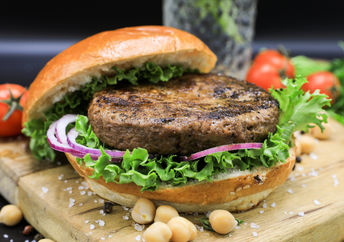 MTE's new 100 percent chickpea burger.