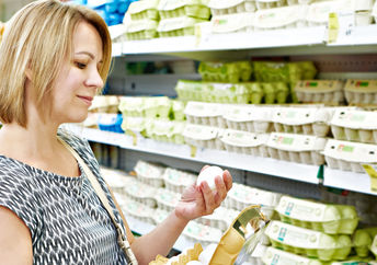 Looking at egg labels.