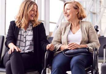 Two women traveling together.