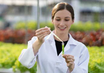 studying plants in a lab.