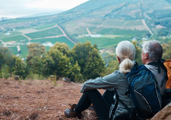 Senior couple enjoying nature.