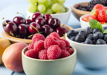 An assortment of summer fruits.