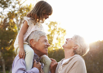 Playing brain games with grandchildren.