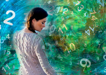 Woman surrounded by numerology.