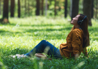 Resting outside in nature.