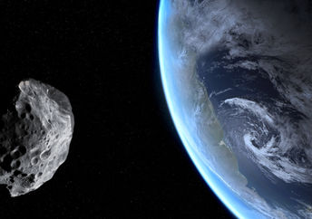 Blue Earth and asteroid.