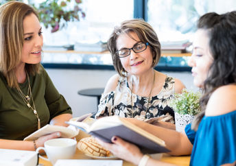 A book club in a local library.