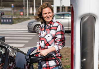 Old school Tesla electric car charging station.