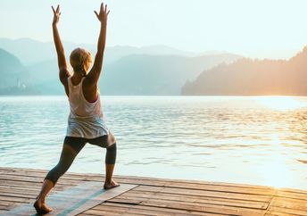 yoga in the morning sun.