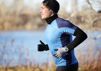 Runner wearing electronic clothing.