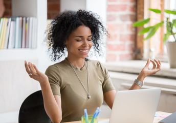 Taking a meditation break at work.