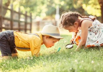 Curious children out exploring.