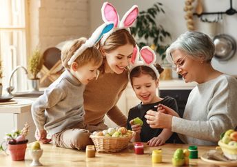 Decorating Easter eggs.