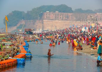 Devotees at the Kumbh Mela festival.