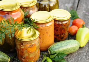 Home canning vegetables straight from the garden.