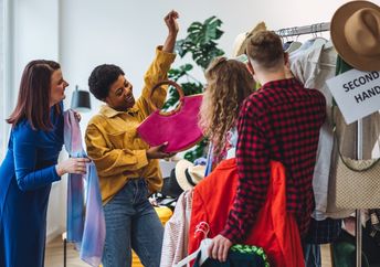 People shopping at a secondhand store.
