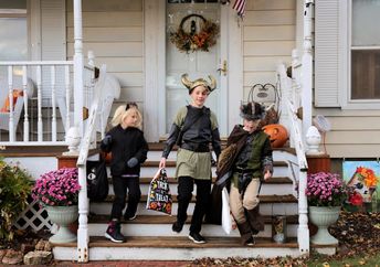 Children out trick-or-treating.