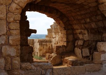 Archeological site In Caesarea Maritime National Part, Israel.