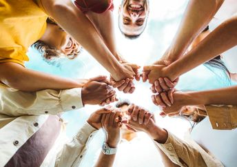 Volunteers getting ready to help.