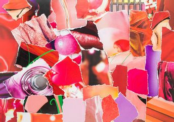 Collage from torn pieces of magazine paper.