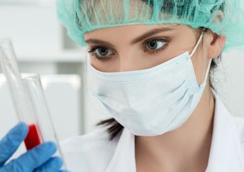 Testing samples in a lab.