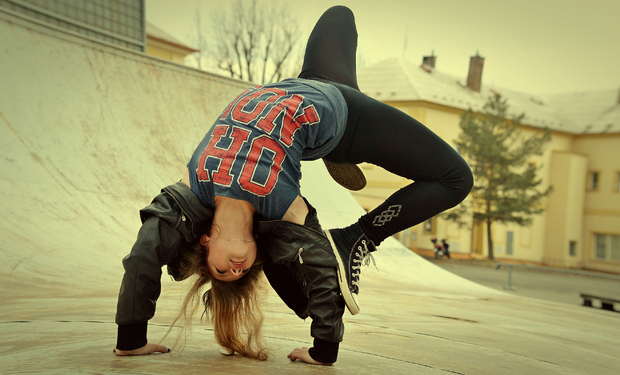 Break dancing girl.