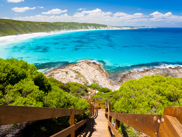 Wooden path at Observatory Point Great Ocean Drive Western Australia