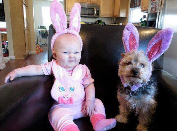 Cute photo of baby with pet dog