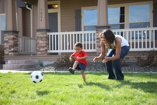 Soccer in the front yard