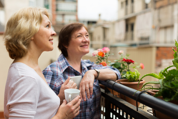 Neighbors drinking tea