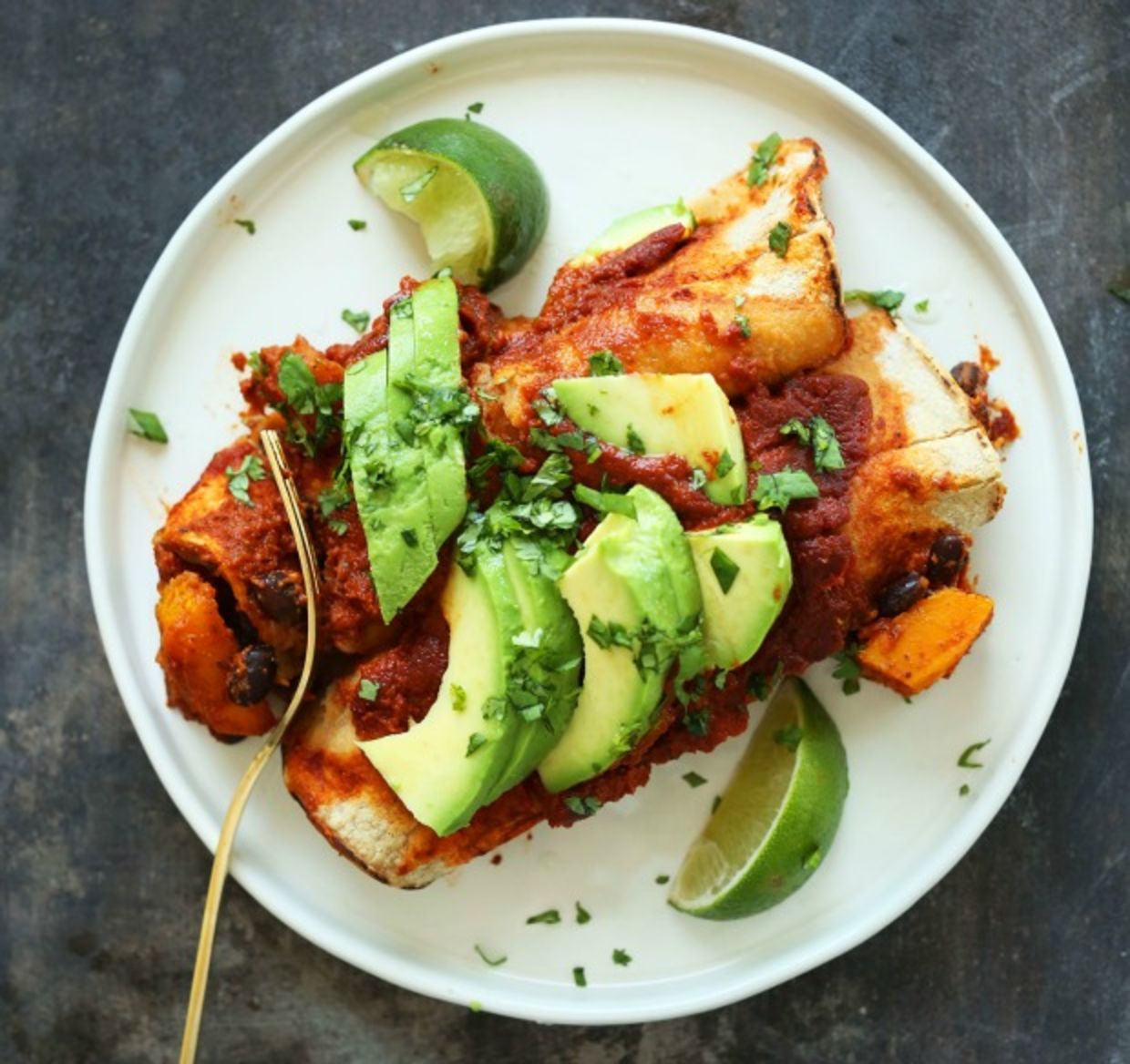 butternut squash and black bean enchiladas